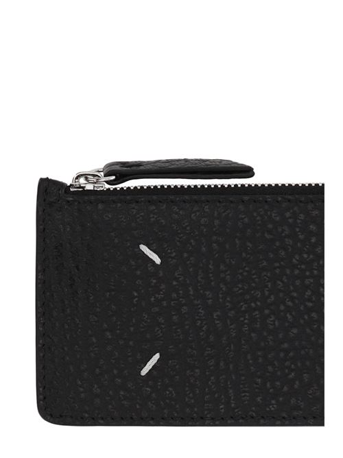 Black leather 4-stich zipped cardholder Maison Margiela | S56UI0143P4455T8013